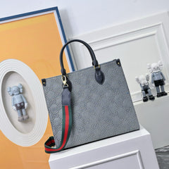 GreyTote Bag with Dark Leather Handles (EEBA009OP)