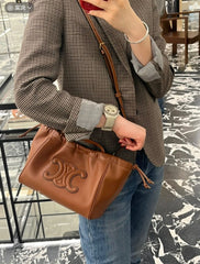 Luxury Drawstring Tote Bag with Celine Triomphe Motif (JHBA009XI)
