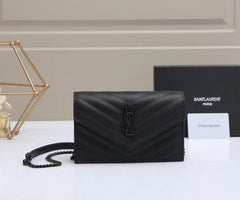 Saint Laurent Cassandre Matelassé Envelope Chain Wallet (JJBA091KK)