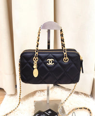 Chanel Quilted Leather Mini Bowling Bag with Metal Hardware (VCBA009K)