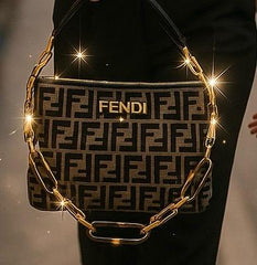 Fendi Blue FF Logo Shoulder Bag with O'Lock (SSDA143VC)