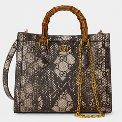 Gucci Python-Print Bamboo Handle Tote Bag (NMBA009)