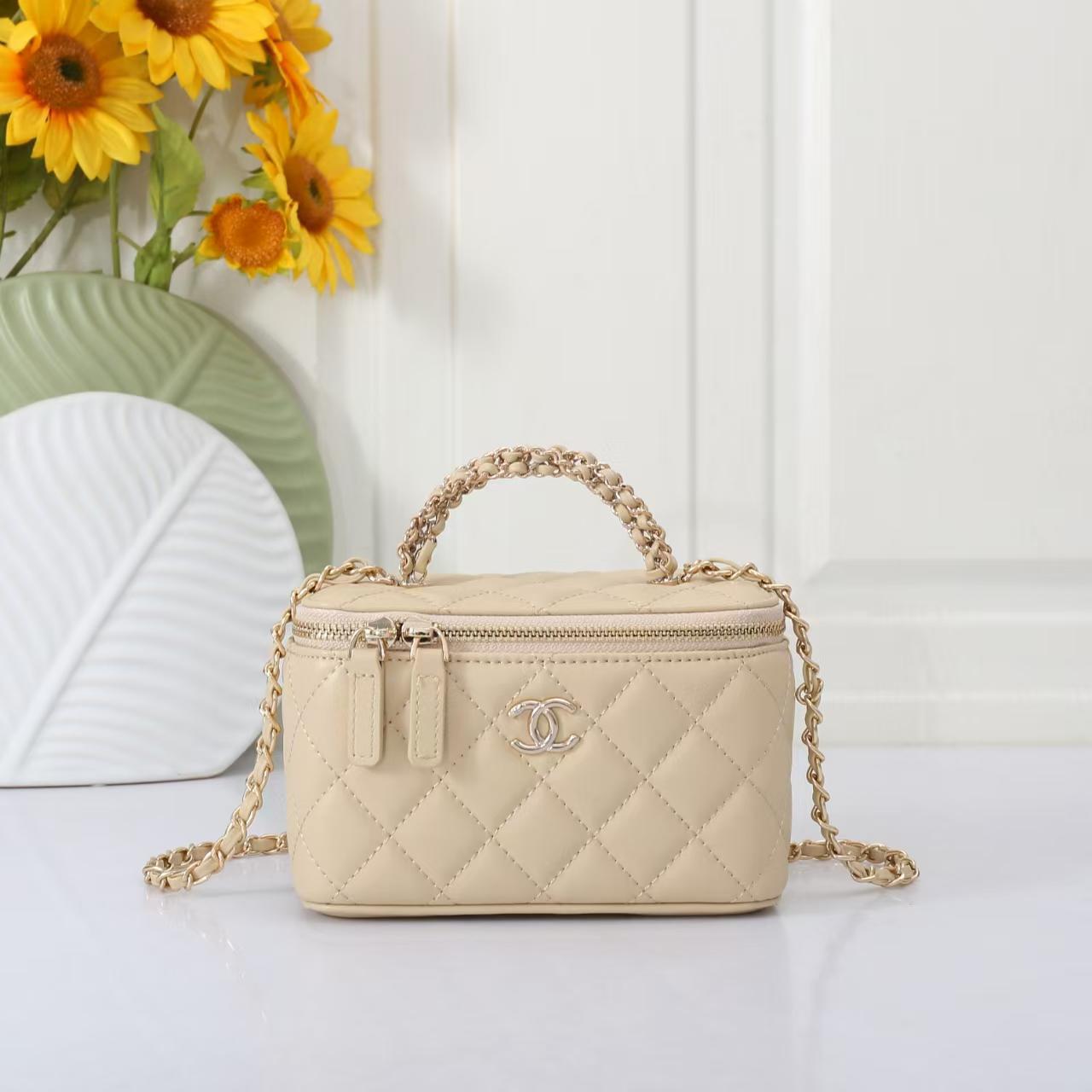 Chanel-Inspired Quilted Vanity Bag – Soft  with Gold Chain (RYCA049AW)