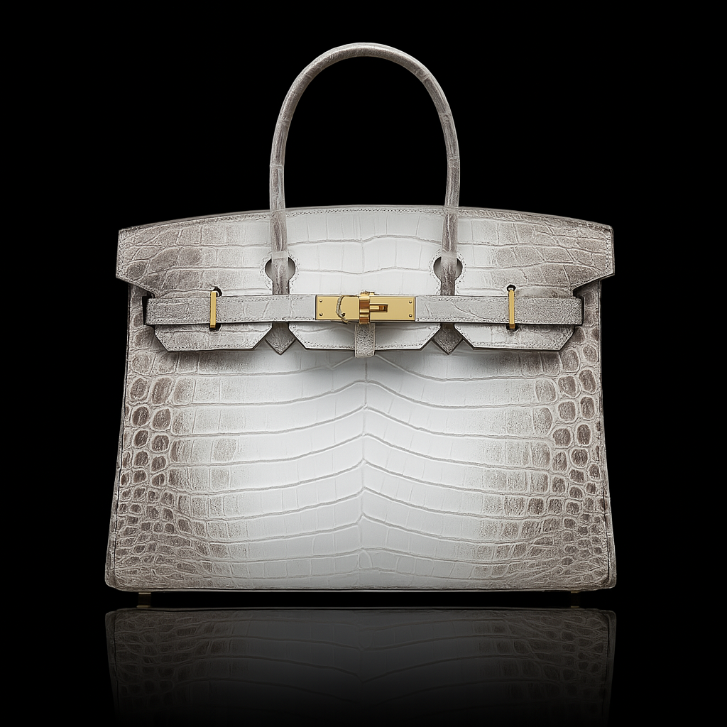 Hermès Birkin-Style Crocodile Leather Handbag – White & Gray Luxury Finish (SEVA009HF)
