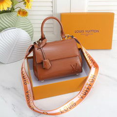Pebbled Leather Top-Handle Satchel with Detachable Crossbody Strap